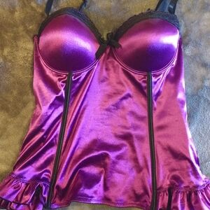 Hot Topic Purple Satin Bustier Camisole with Black Trim